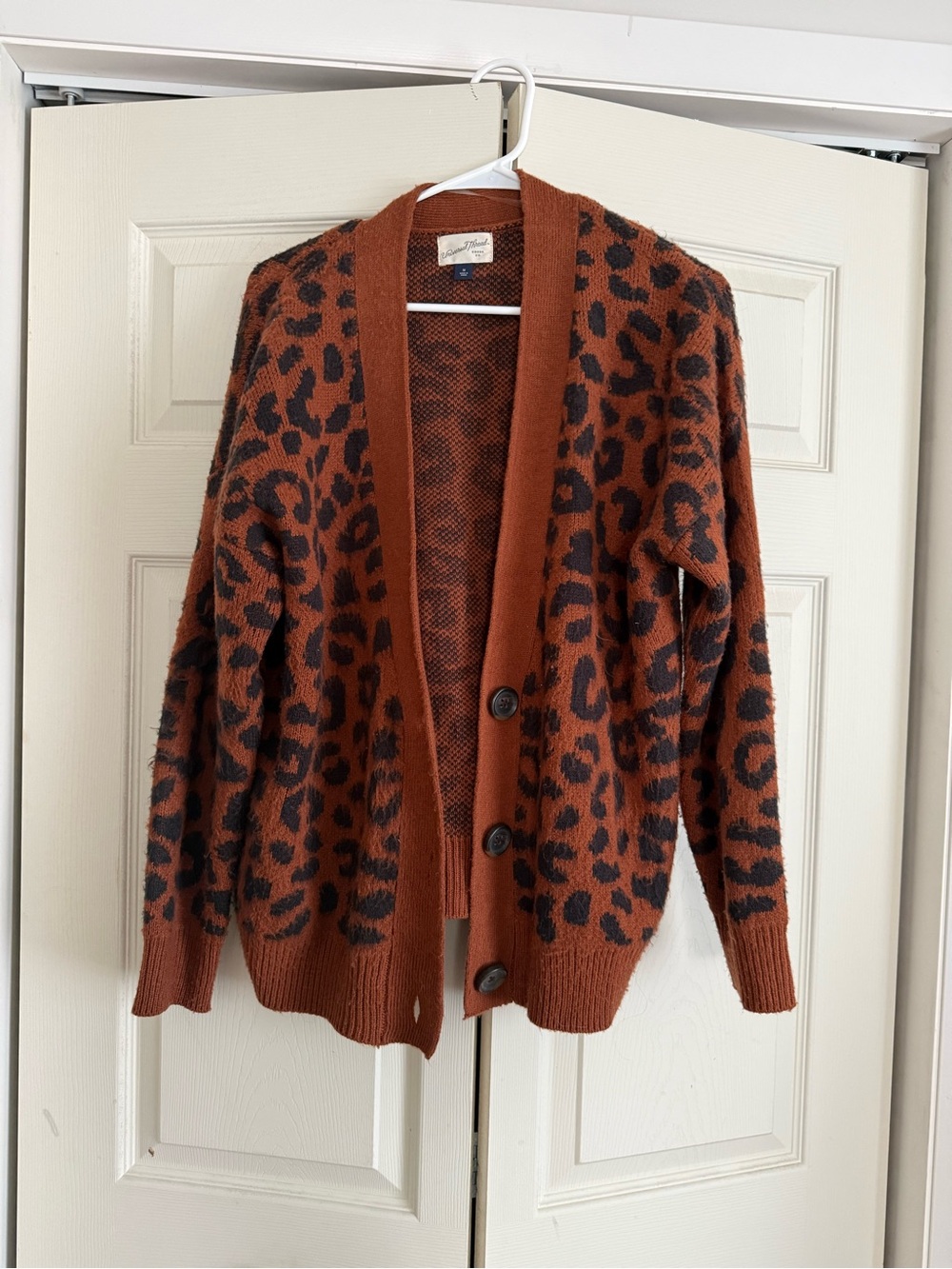 Universal Thread Rust and Black Leopard Print Button Cardigan